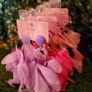 1pair Long Purple Tassel & Flower Pendant Earrings,